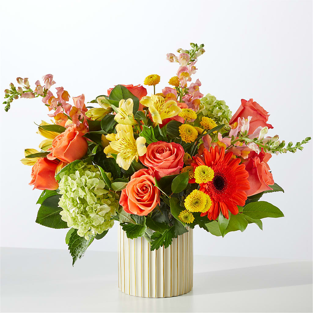 Autumn Sunshine Bouquet with Ivory Vase – Diamond Flower Shop, Reading PA