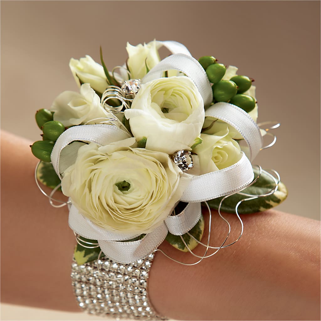White Wedding Corsage – Diamond Flower Shop, Reading PA