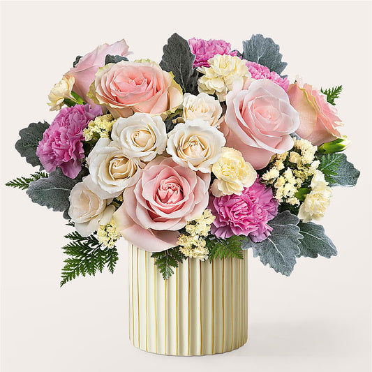 Blissful Moments Bouquet with Ivory Vase –  Diamond Flower Shop, Reading PA