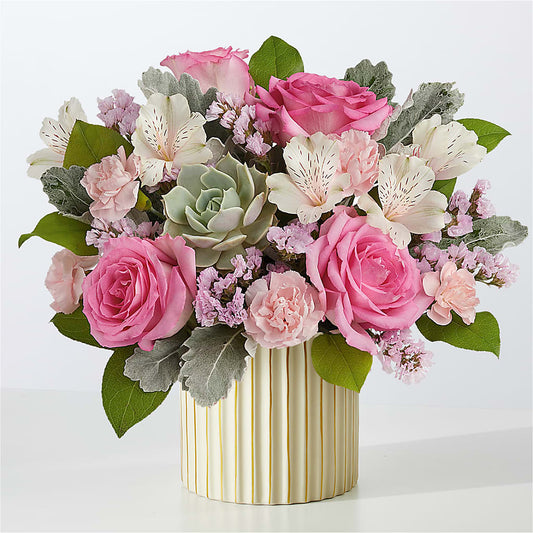 Dusty Rose Bouquet with Ivory Vase –  Diamond Flower Shop, Reading PA