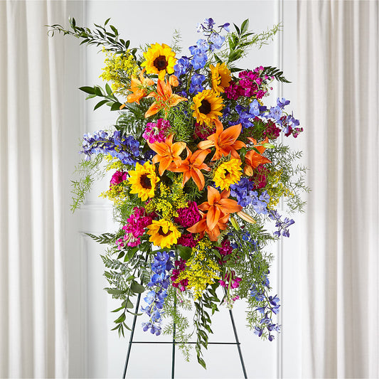 Sunlit Memories Standing Spray (Standard) –  Diamond Flower Shop, Reading PA