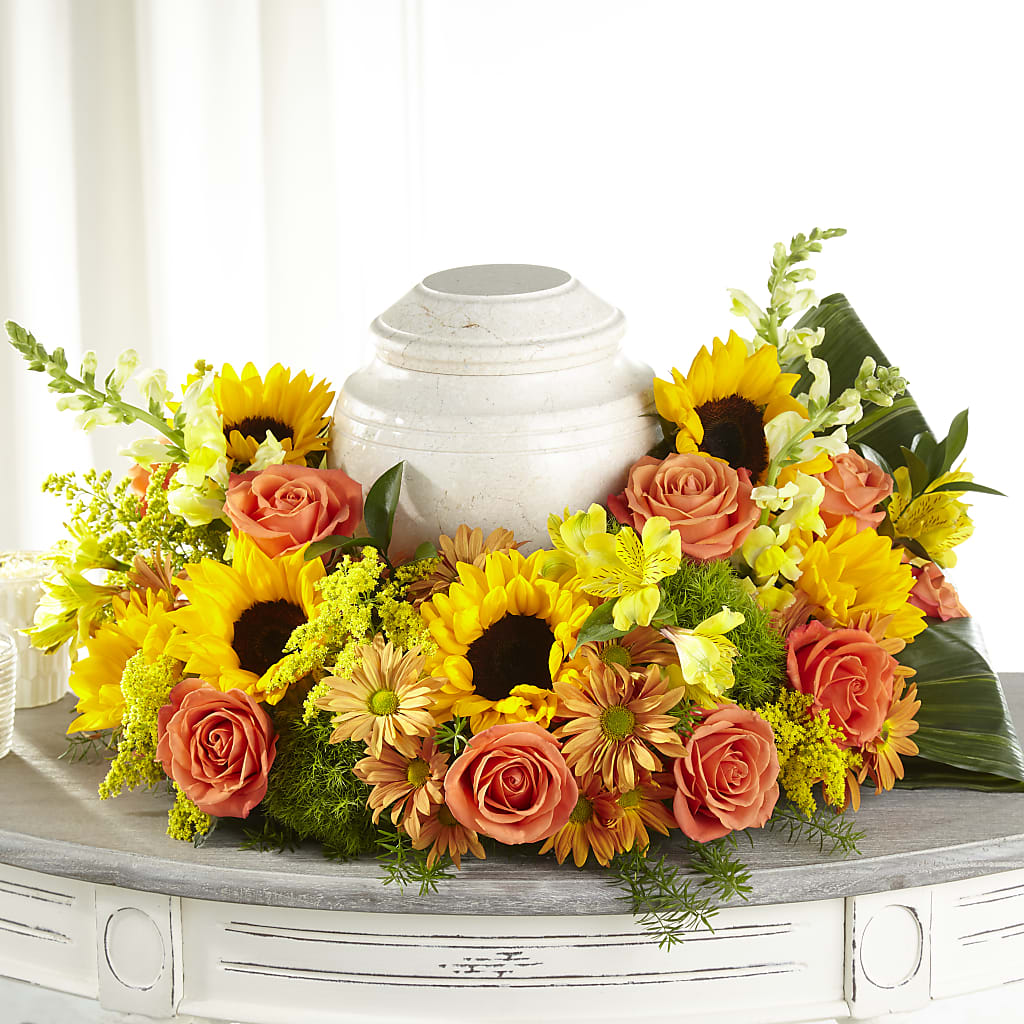 Faithful Sunflower Cremation Adornment –  Diamond Flower Shop, Reading PA