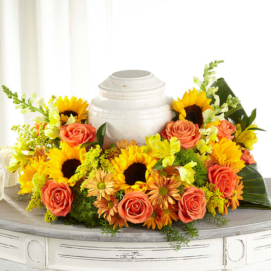 Faithful Sunflower Cremation Adornment –  Diamond Flower Shop, Reading PA