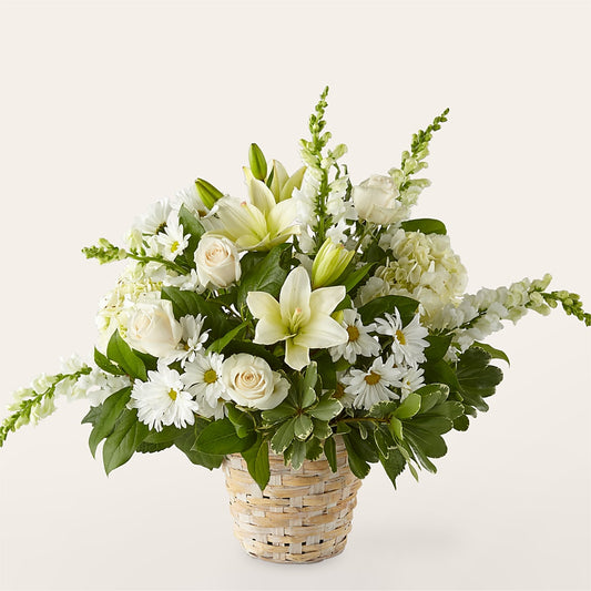 Ivory Elegance Floral Basket –  Diamond Flower Shop, Reading PA