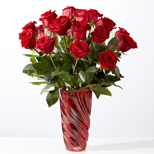 Classic Love Red Rose Bouquet with Luxe Swirl Vase –  Diamond Flower Shop, Reading PA