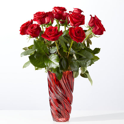 Classic Love Red Rose Bouquet with Luxe Swirl Vase –  Diamond Flower Shop, Reading PA