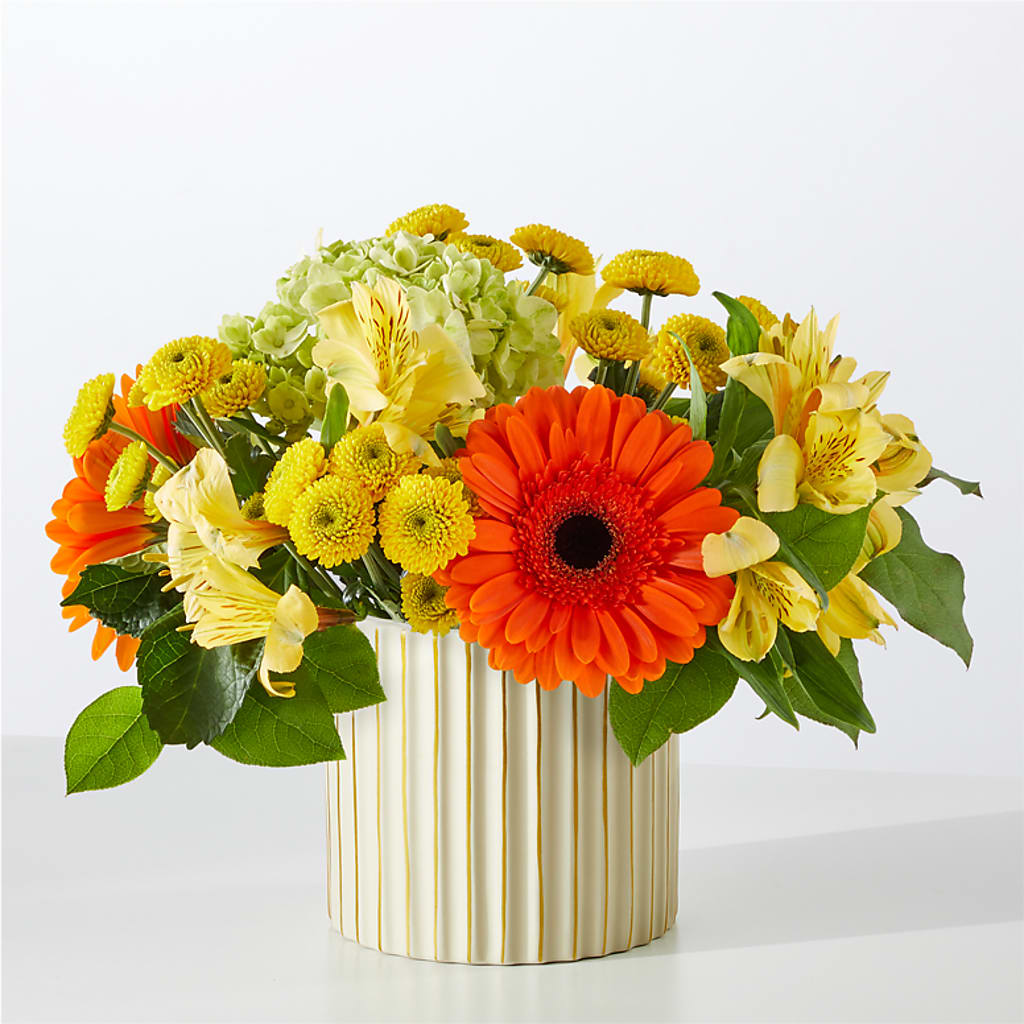 Autumn Sunshine Bouquet with Ivory Vase –  Diamond Flower Shop, Reading PA