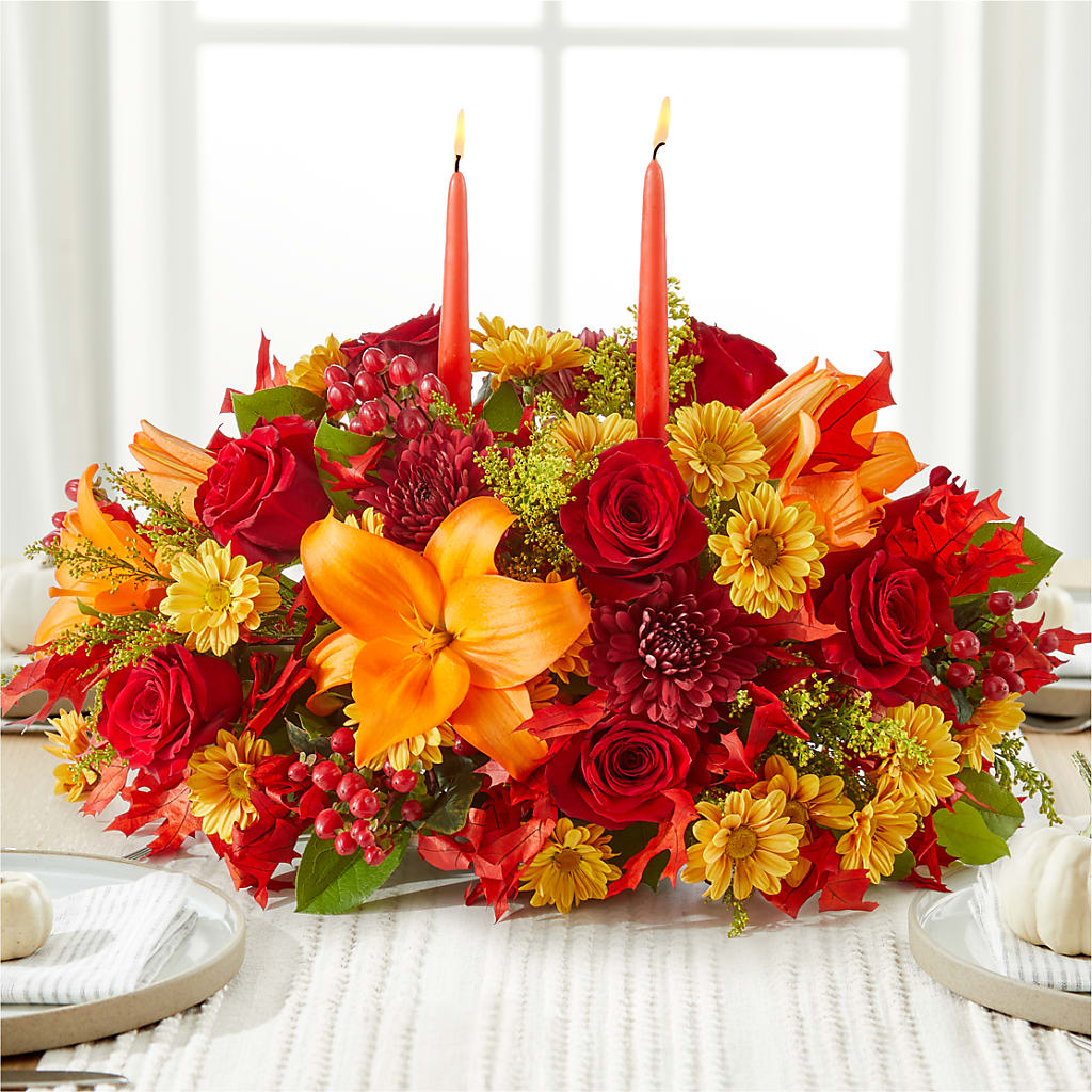 Autumn's Embrace Centerpiece –  Diamond Flower Shop, Reading PA