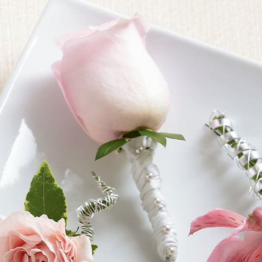 Pink Rose Boutonniere –  Diamond Flower Shop, Reading PA