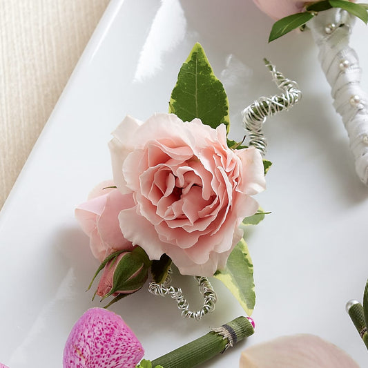 Pink Spray Rose Boutonniere –  Diamond Flower Shop, Reading PA