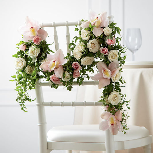 Orchid Rose Chair Décor –  Diamond Flower Shop, Reading PA
